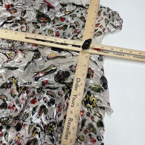 Jason Wu Dress Womens 4 Grey Painterly Cream Floral Printed Midi Tiered Silk - Picture 10 of 16